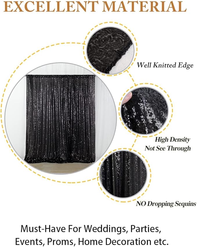 ShinyBeauty Black Sequin Backdrop - Image 4