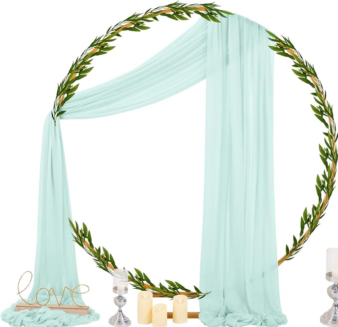 Socomi Wedding Arch Draping Fabric 29" x 20Ft 4 Panels Mint Green Sheer Outdoor - Image 3