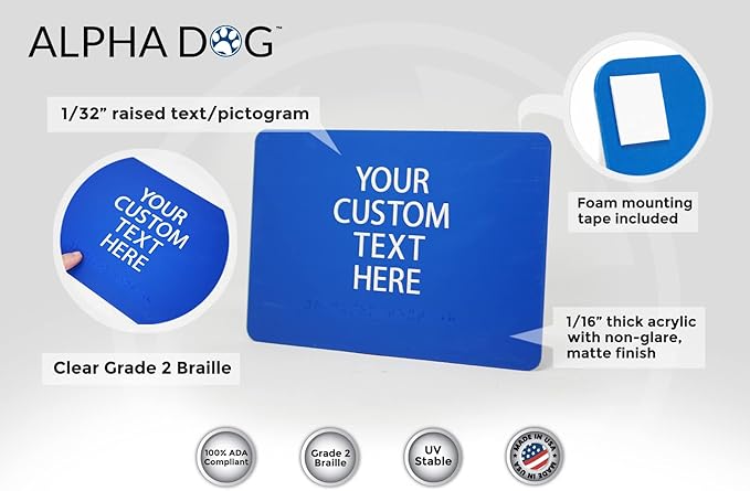 ALPHA DOG ADA SIGNS Custom ADA Compliant Braille Sign, Tactile Text, Raised - Image 3