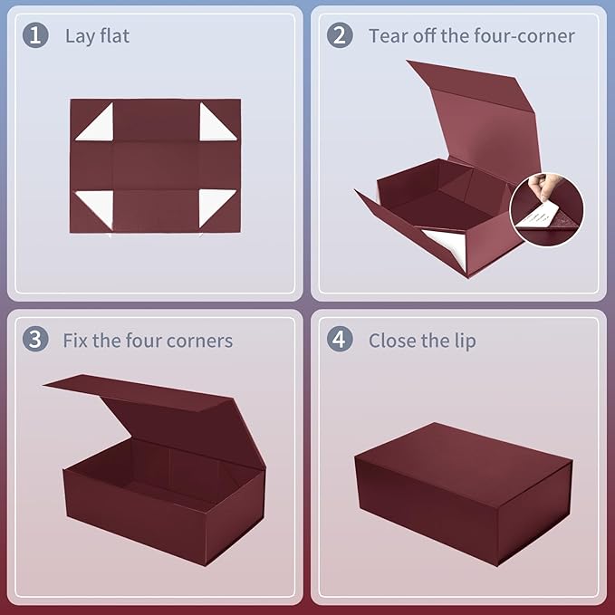 Large Burgundy Gift Box, 13.75"x9"x4.5", Gift Boxes - Image 4