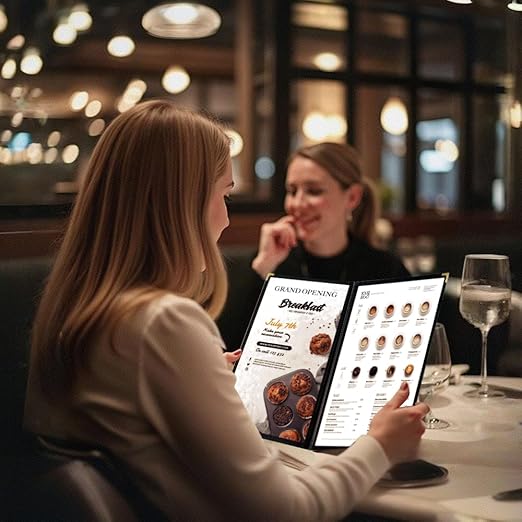 Goodsmart Restaurant Menu Covers – 25 Pack Black 8-View Booklet 8.5" x 14" - Image 5