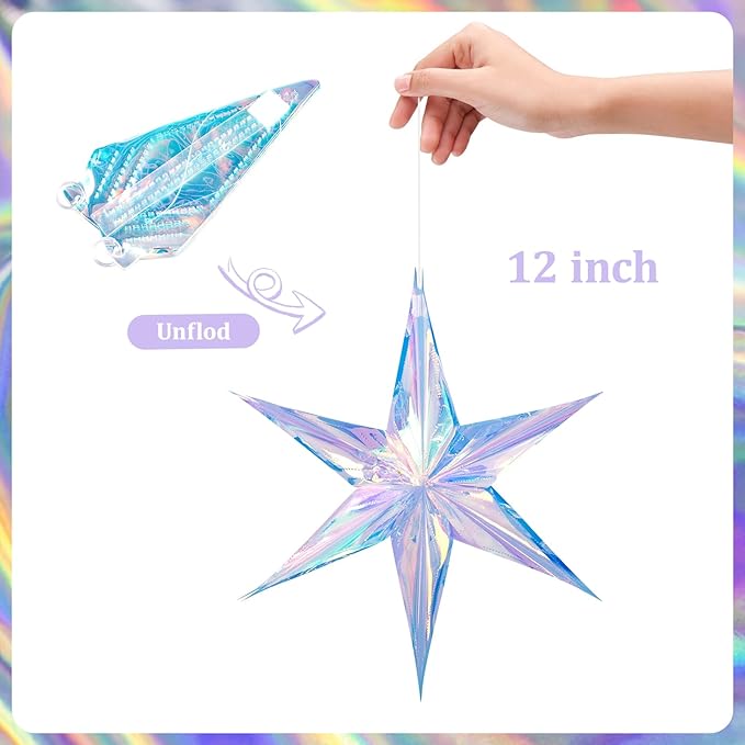 Dazzling Colorful Hexagonal Star Decoration Hanging Decorative Folding Rainbow - Image 2