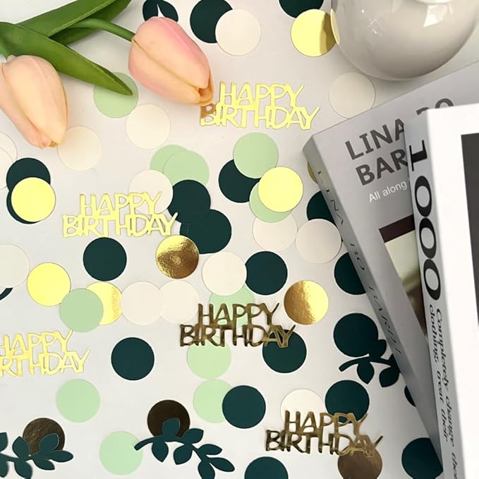 Sage Green Happy Birthday Confetti, Birthday Table Decorations Scatter Green - Image 4