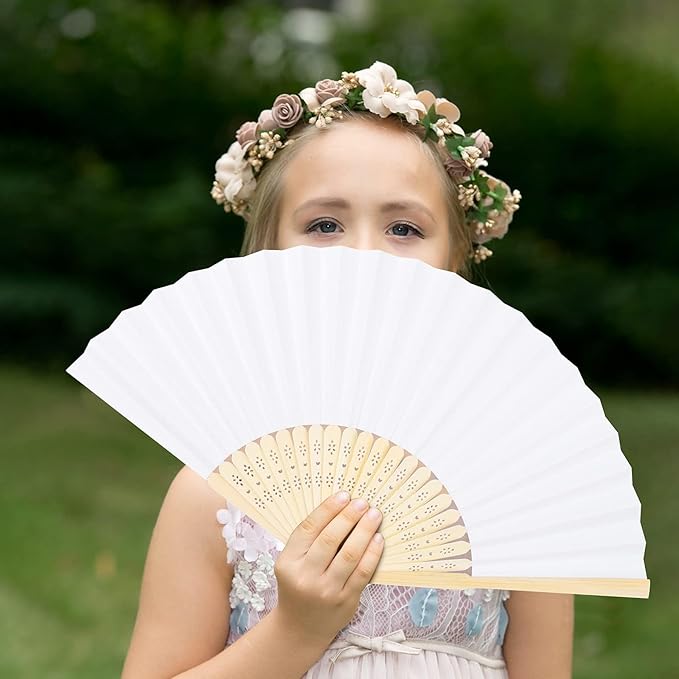 Aneco 36 Pieces Handheld Paper Fans Paper Folding Fans - Image 7