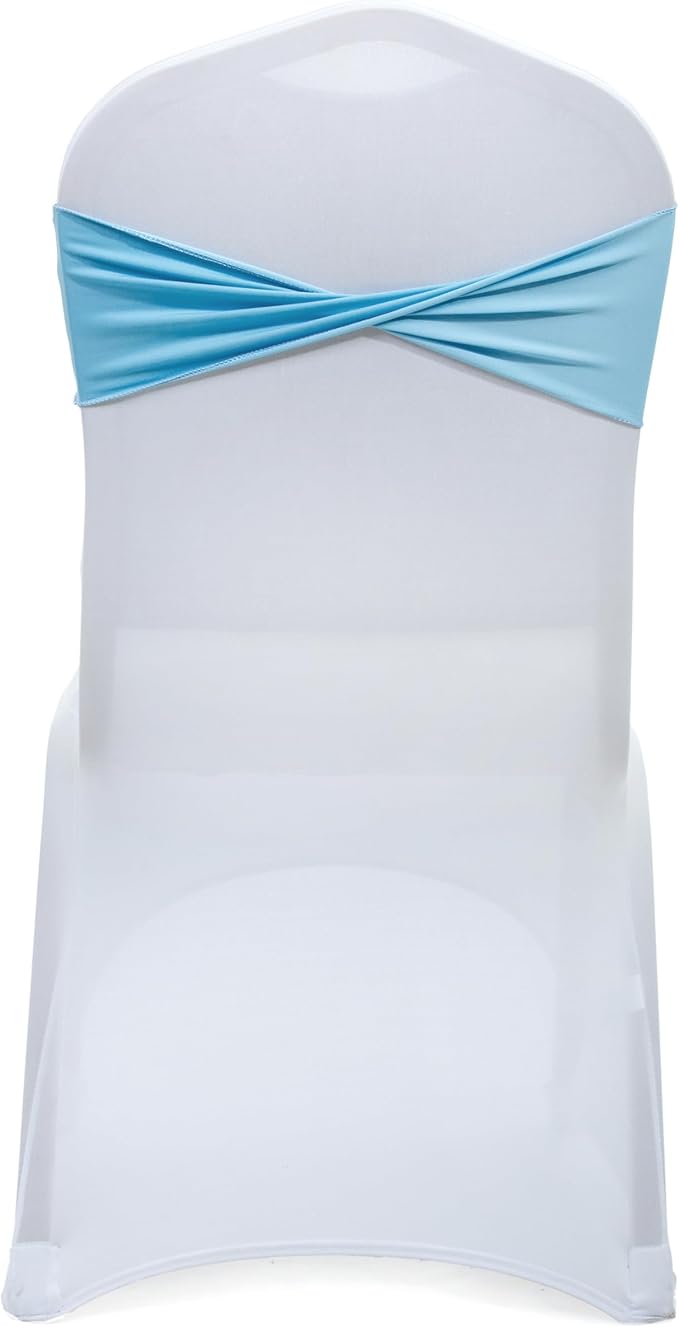 MDS Pack of 25 Spandex Chair Sashes Bows Elastic Stretch Dining Chair Bands - Image 2