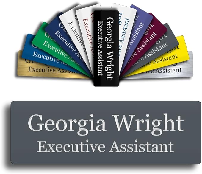 Custom Engraved Name Tag 1" x 3" Personalized Badge Magnetic or Pin Backing by GemAwards