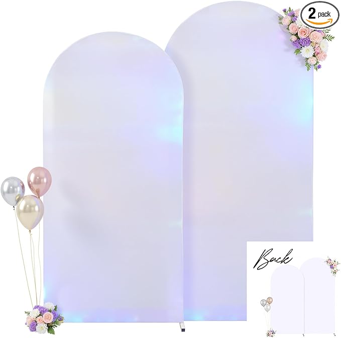Silver and White Arch Backdrop Cover by Besutolife