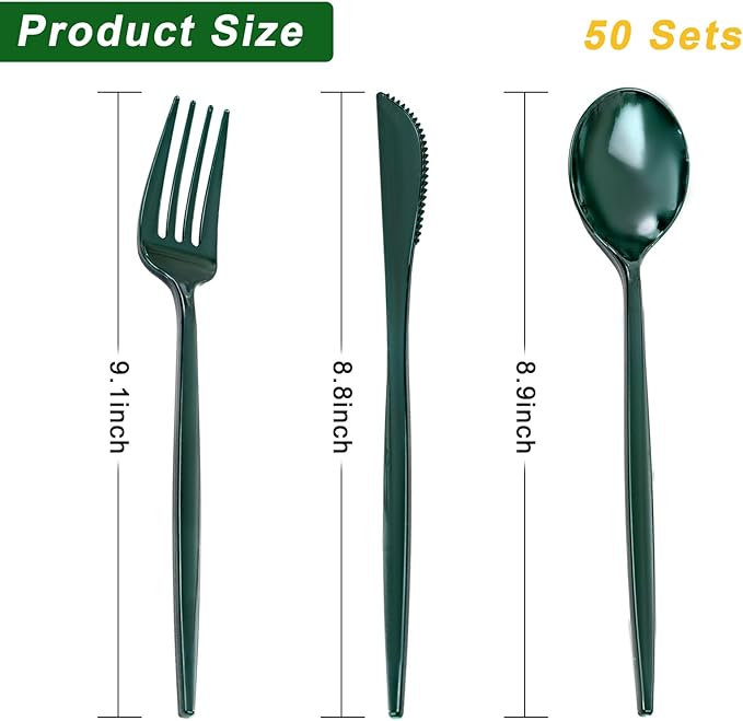 PULOTE 150PCS Green Plastic Silverware - Image 2