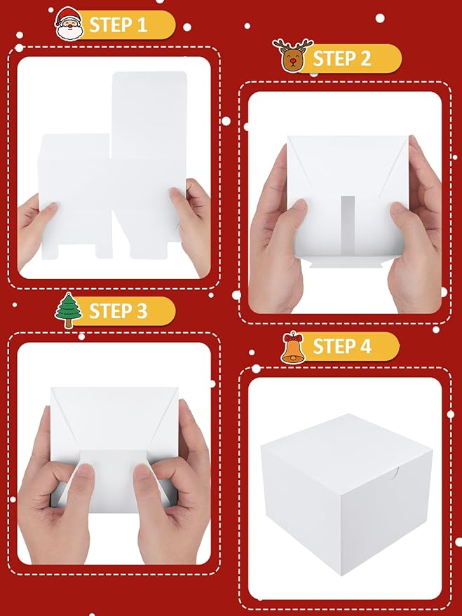Eupako White Gift Boxes 8x8x4 10 Pack, Kraft Paper Gift Boxes - Image 3
