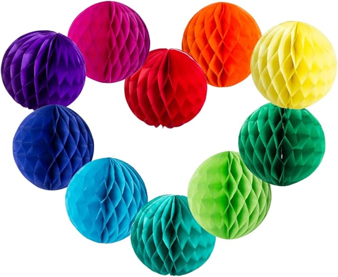 Colorful Rainbow Hanging Tissue Paper Honeycomb Balls Pride Party Decorations - Image 9