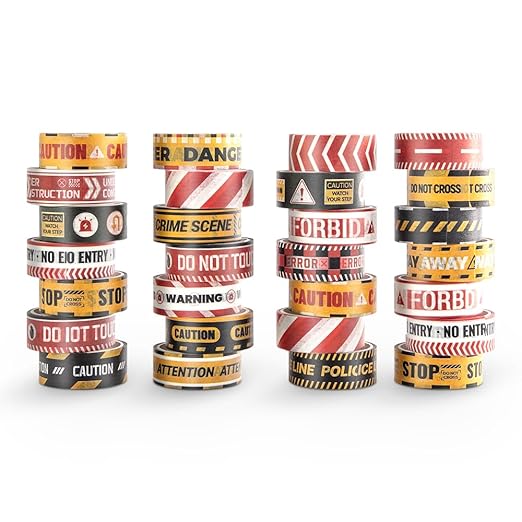 30 Rolls Warning line Theme Washi Tape Set, Writable Decorative Tapes - Image 8