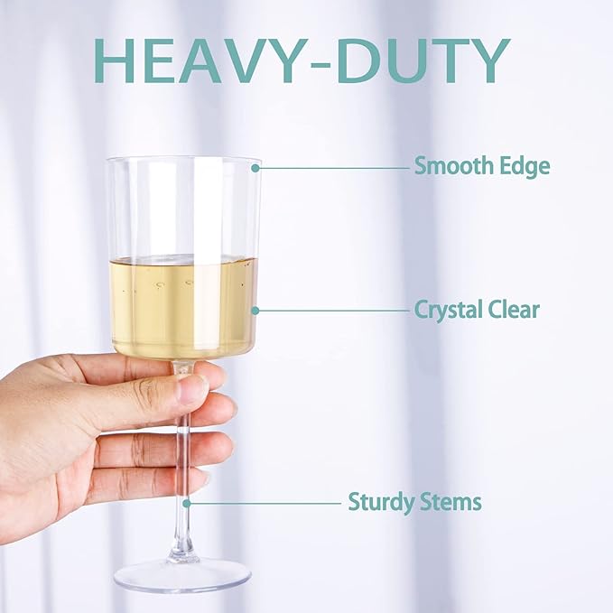 Ciaell 6 Pack Plastic Wine Glasses - 10 Oz Plastic Disposable Wine Glasses - Image 4