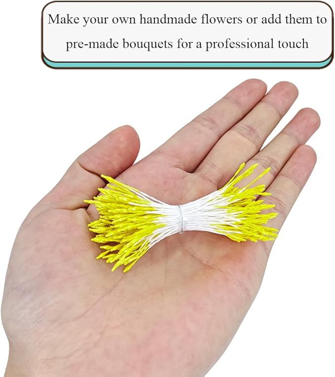 HAHIYO 1000Pcs 1mm Light Yellow Pearl Double Head Flower Pistil - Image 4