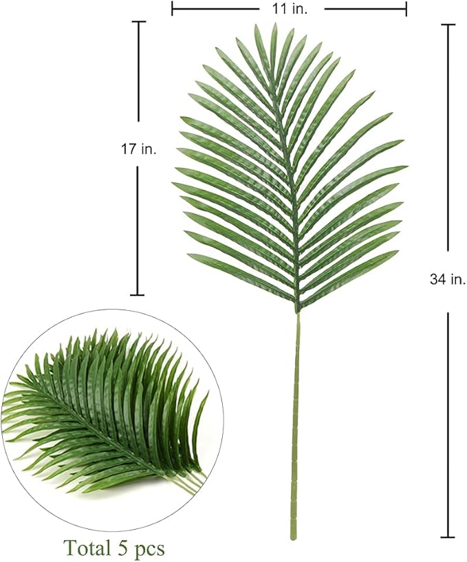 Large Artificial Palm Leaves Palm Fronds Tropical Leaves Areca Palm Branches - Image 6