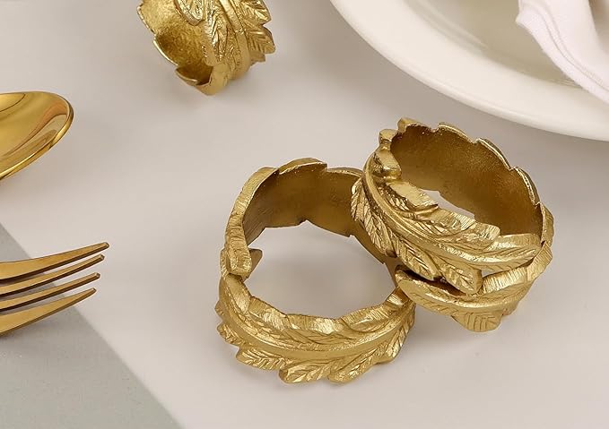 Gold Leaf Napkin Rings Set of 12 - Image 7
