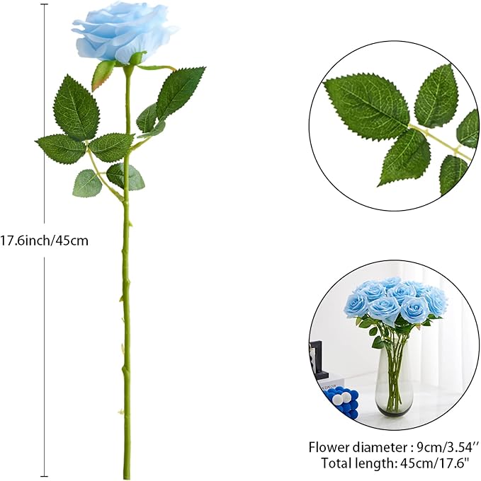 Artificial Rose 10pcs Open Flower Bouquet Faux Rose Stems - Image 4