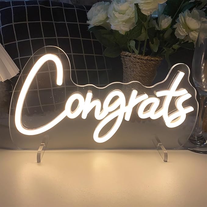 Congrats Table Number Neon Sign Desk Lamp Night Light Wedding Letter LED Neon by ZPLNOSIN
