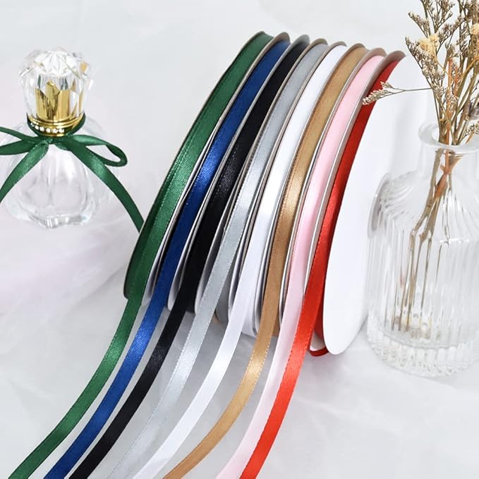 TONIFUL 1/4 Inch x 100yds Navy Blue Satin Ribbon, Thin Solid Color Satin Ribbon - Image 6