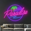 Paradise Ocean Waves Palm Tree Neon Sign, Beach Led Sign, Holiday Led Light by Rallctom
