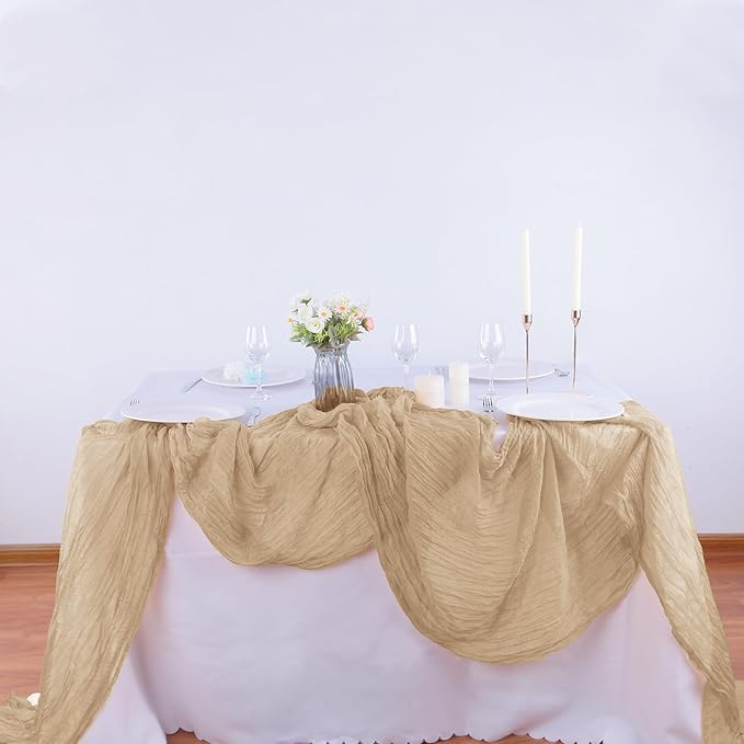 4 Pack Beige Cheesecloth Table Runner 35x120 Inch Boho Gauze Fabric Cheese - Image 7
