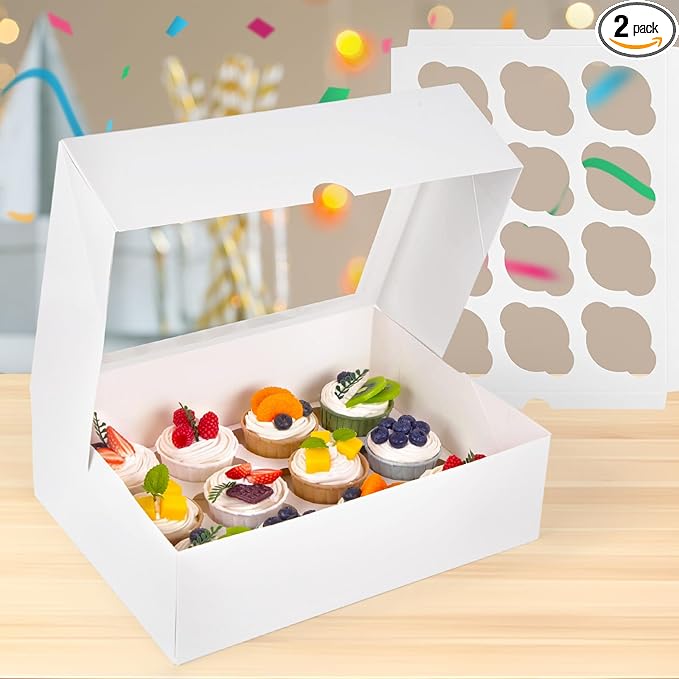VGOODALL 2PCS White Cupcake Container by VGOODALL