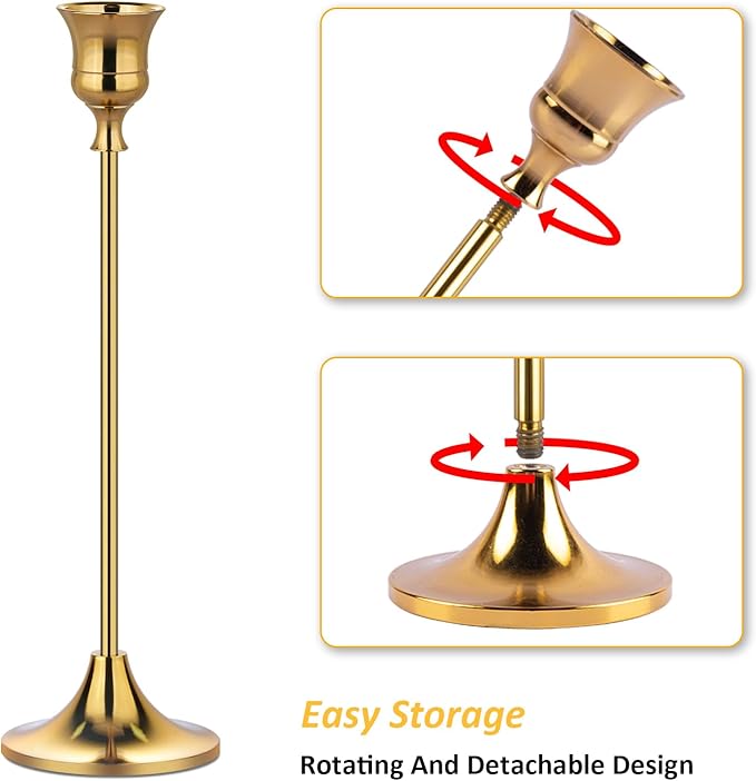 Metal Candle Holders for Candlesticks Taper Candlestick Holders Set Vintage - Image 3