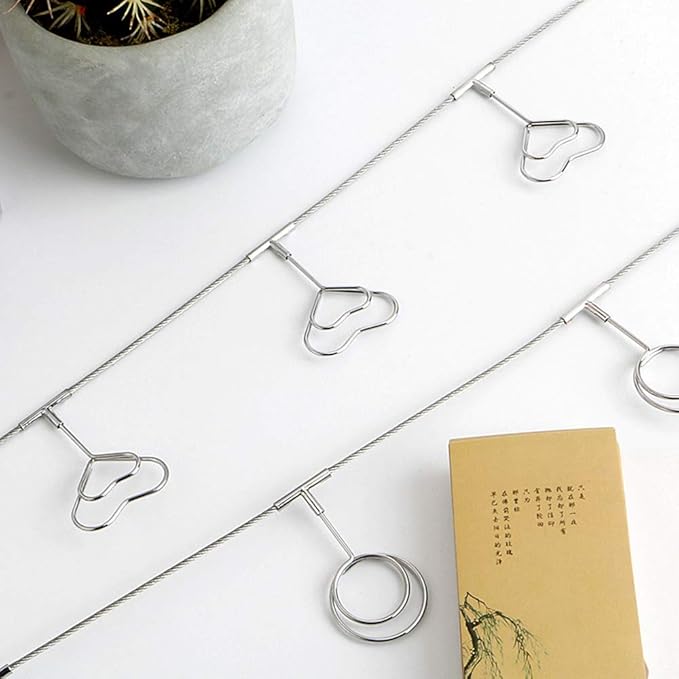Multi-Purpose Steel Wall Hanging Photo Display Cable Wire Rod String - Image 3