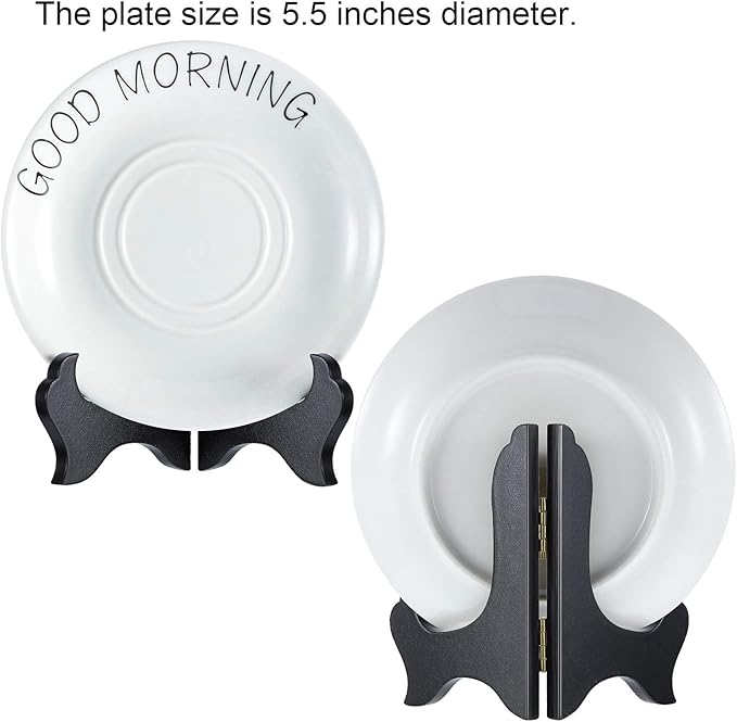 Tatuo 4 Packs Wooden Display Stand Decorative Plate Stands - Image 4