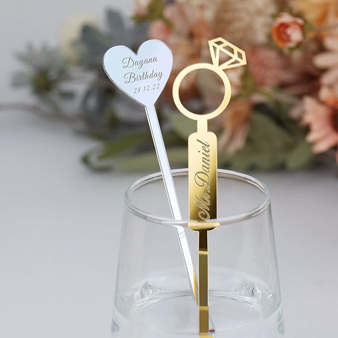 20Pcs Personalized Acrylic Stir Sticks, Custom Cocktail Swizzle Sticks Bar - Image 6