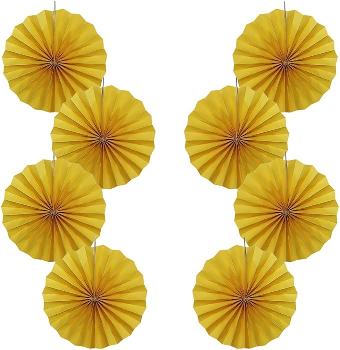BARTHEW Yellow Birthday Decorations, DIY Yellow Paper Fans Hanging Decoration by BARTHEW