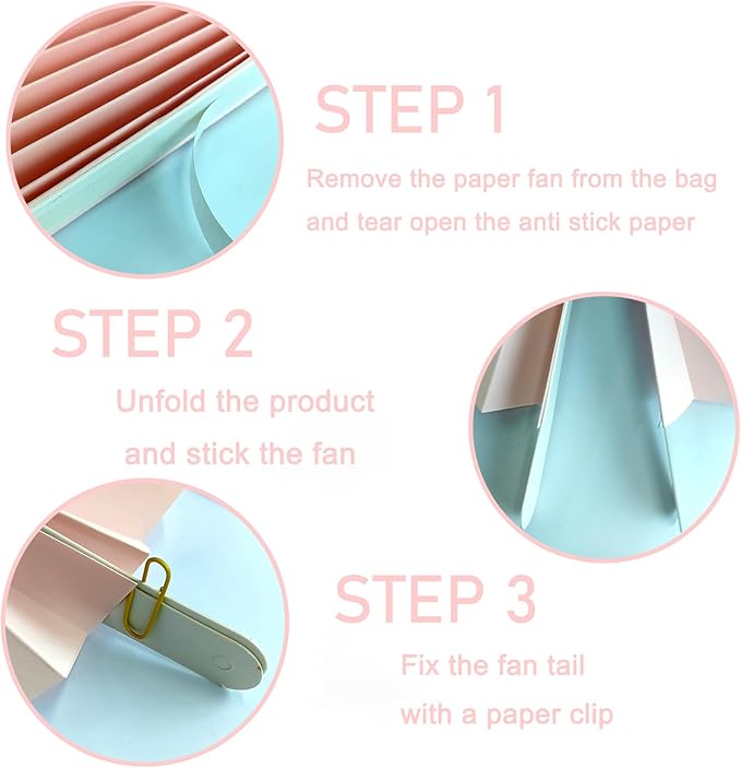 Pink Birthday Decorations, DIY Pink Paper Fans Hanging Decoration, Party - Image 3