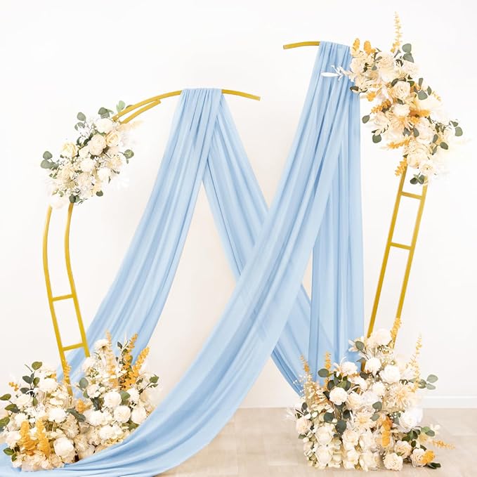 Socomi Wedding Arch Draping Fabric 2 Panels 29" x 19Ft Baby Blue Sheer Chiffon - Image 4