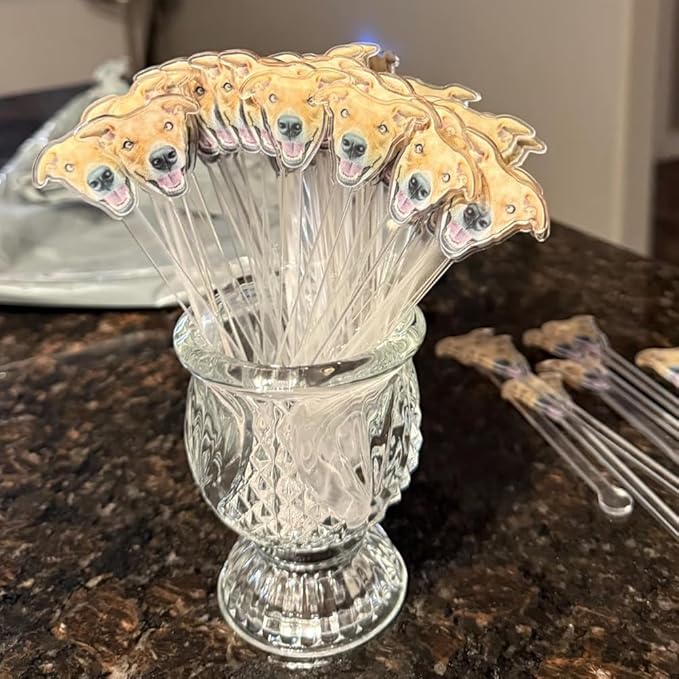 Custom 50 Pcs Double-Sided Wedding Pet Stir Sticks, Personalized Dog Cat Head - Image 4