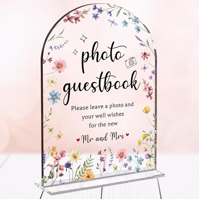 Wedding Sign Decor, Photo Guest Book Sign, Arch Acrylic Wedding Sign by Unknown