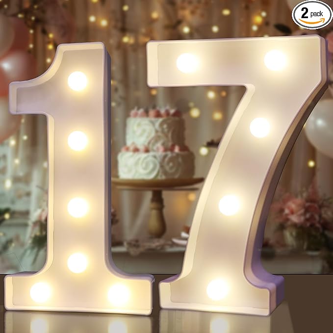 Pooqla Decorative LED Light Up Number Letters, Battery Operated by Pooqla