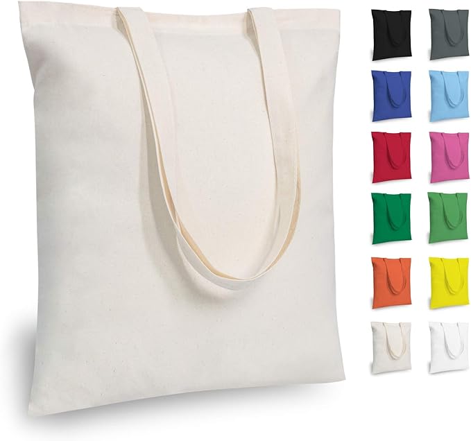 TOPDesign 12-Pack Economical 16"x15" Cotton Tote Bags, Lightweight Medium by TOPDesign