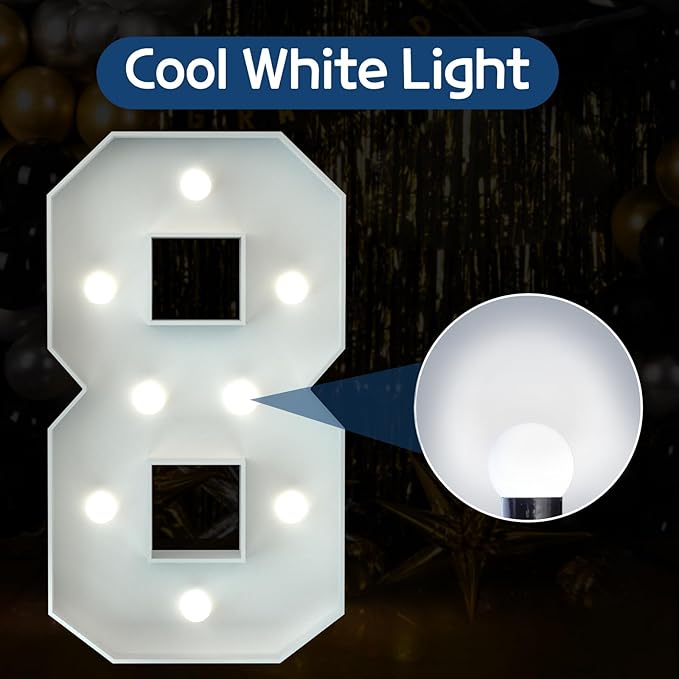 Marquee Numbers 3 Feet Tall Big Light Up Numbers 8th 18th 80th Happy Birthday - Image 2