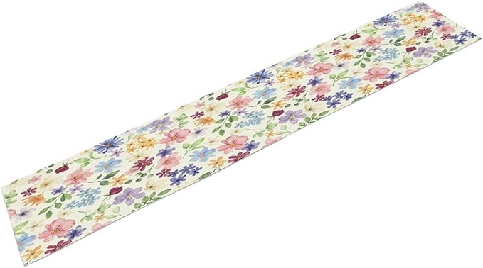 Floral Decorative Table Runner, Watercolor Floral Botanical Rustic Modern Style by AuiMzoo
