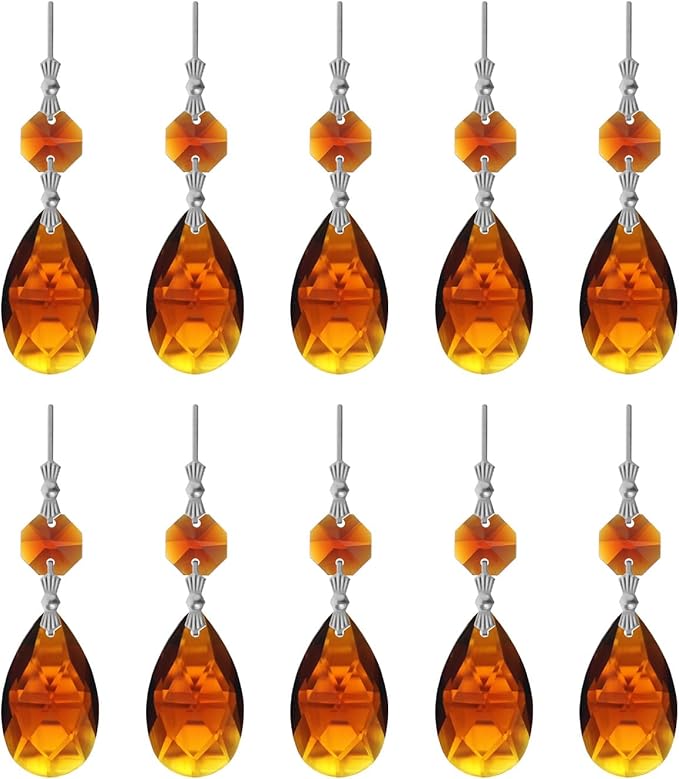10pcs Crystal Prisms Chandelier Amber Ornament Pendants Rainbow Maker 38mm Drop by LONGSHENG-SINCE2001-