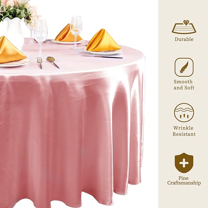 fani 6 Pack 108 Inch Rose Gold Round Tablecloth - Image 4