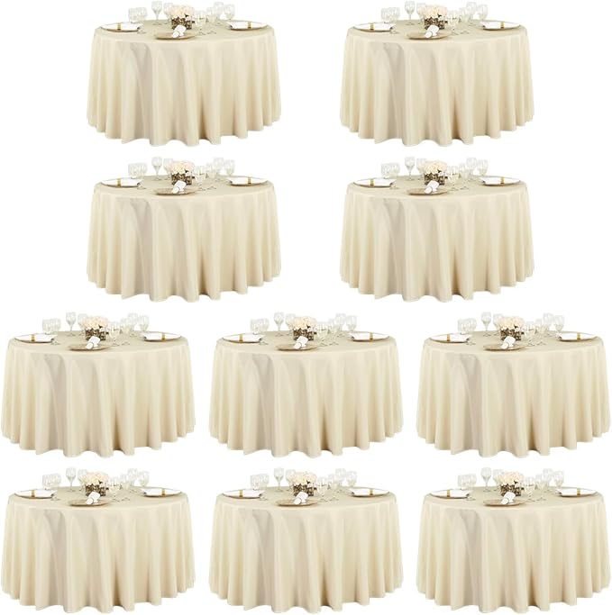 LTC LINENS 10 Pack 120 Inch Round Tablecloth Beige by LTCLINENS