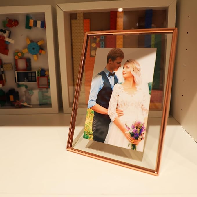 6"x8" Rose Gold Heart Floating Frame, - Image 6