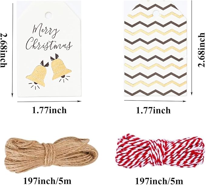 100 Pack Fashion Christmas Gift Tags， Xmas Fashion Gift Tags - Image 2