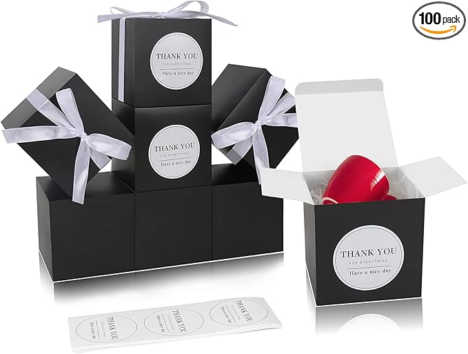 COTOPHER Small Gift Boxes 100 Pack 4x4x4 inches Black Gift Boxes by COTOPHER