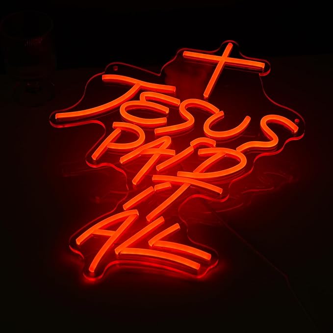 Jesus Paid It All Neon Sign Red Cross Neon Light - Image 5