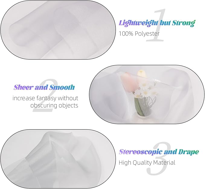Crystal Organza Fabric Tulle 11 Inch by 50 Yards Sheer Tulle Rolls - Image 4