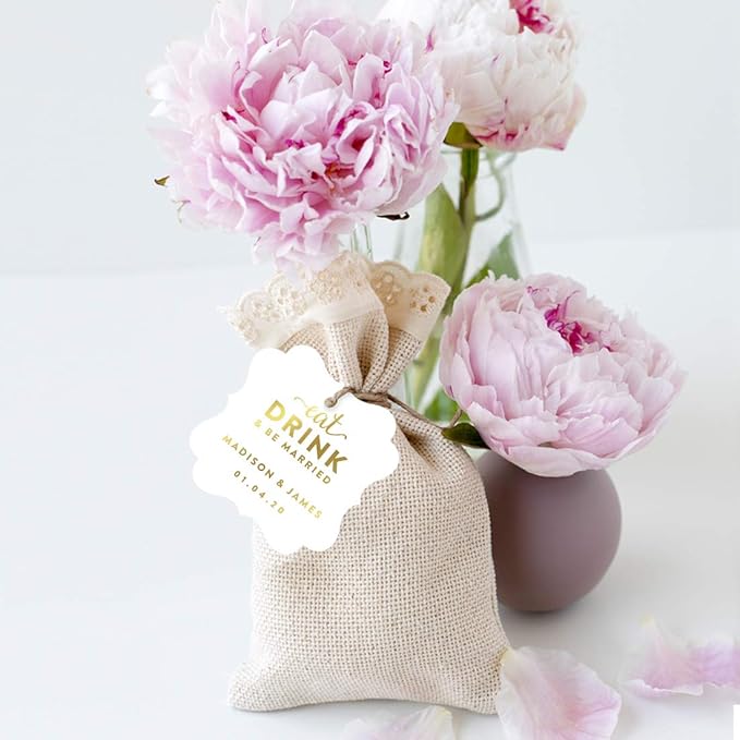 Andaz Press Personalized Fancy Frame Square Wedding Gift Tags, Metallic Gold Ink - Image 3