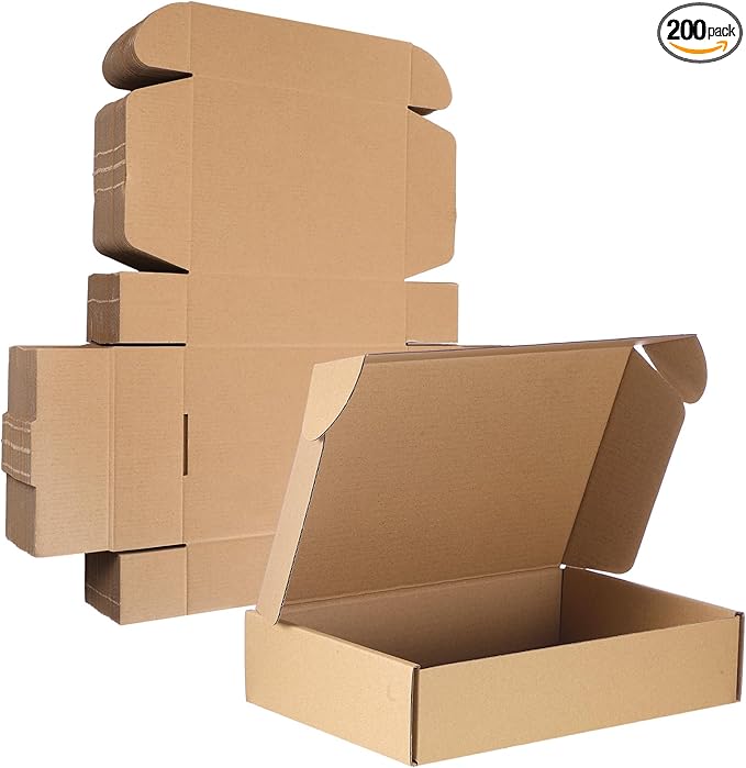 Qilery 200 Pcs Shipping Boxes Cardboard Gift Corrugated Cardboard Brown Boxes by Qilery