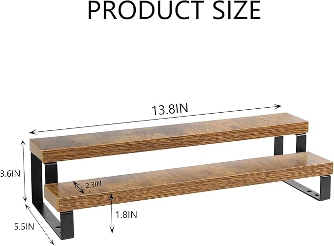4-Tier Wooden Display Riser Shelf Stand for, Condiment & Dolls Collection Home - Image 5
