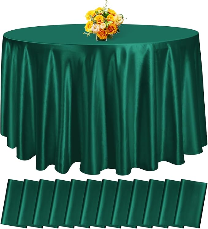 12 Pack 120 Inch Hunter Green Satin Tablecloth by fani